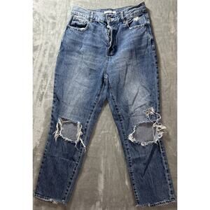 PacSun Womens Jeans 28 High Rise Straight Button Fly Distressed Casual USA